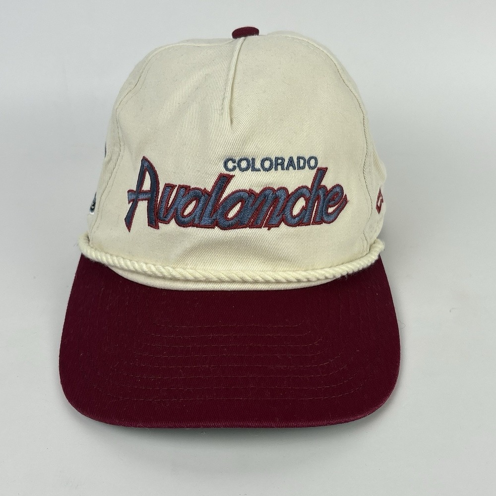Vintage Colorado Avalanche Hat Snapback 90s White Side Logo NHL Hockey New Era